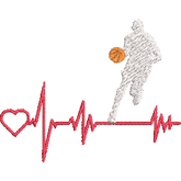 Basketball-Heartbeat-for-Basketball-Fans- Basket Embroidery Design - FineryEmbroidery